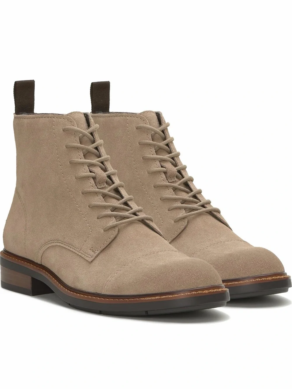 Vince Camuto Men's Taupe Suede Lace-Up Chukka Boots